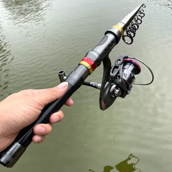 Vara de Pesca Telescópica em Fibra de Carbono + Carretel - Image 6