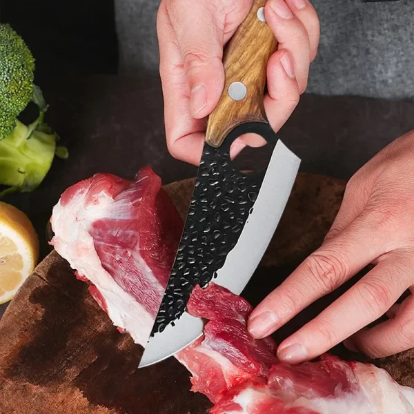 Faca de Carne e Desossa em Aço Inoxidável, Perfeita para Cozinha e Pesca, Forjada à Mão, 5.5" com Tampa Viking - Image 4