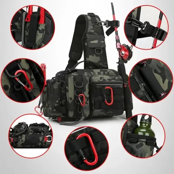 Mochila de Pesca Multifuncional com Porta-Varas: Organizador de Equipamentos e Estojo de Iscas para Pesca - Image 3