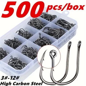 Kit com 500 Anzol Pequenos para Pesca de Água Doce, Aço Carbono