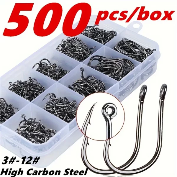 Kit com 500 Anzol Pequenos para Pesca de Água Doce, Aço Carbono