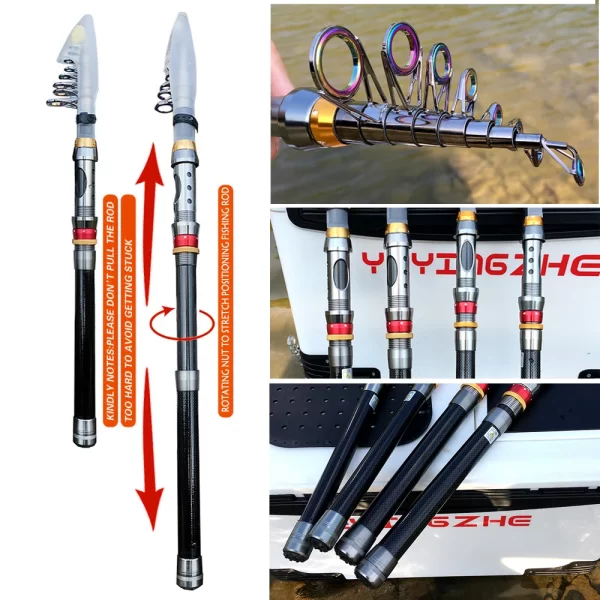 Vara de Pesca Telescópica em Fibra de Carbono + Carretel - Image 3