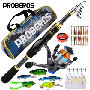 Kit Completo de Vara e Carretel PROBEROS | Hastes de Fiação, Linha, Isca e Acessórios (1.5m-2.4m)
