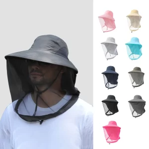 Chapéu de Sol com Rede Anti-Mosquito: Proteção e Conforto para Jardinagem, Caminhadas, Pesca e Campin