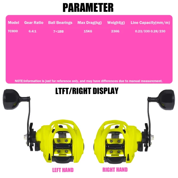 Carretilha de Baitcasting - 6.4:1, Drag de 15kg, Base de Metal - Image 4