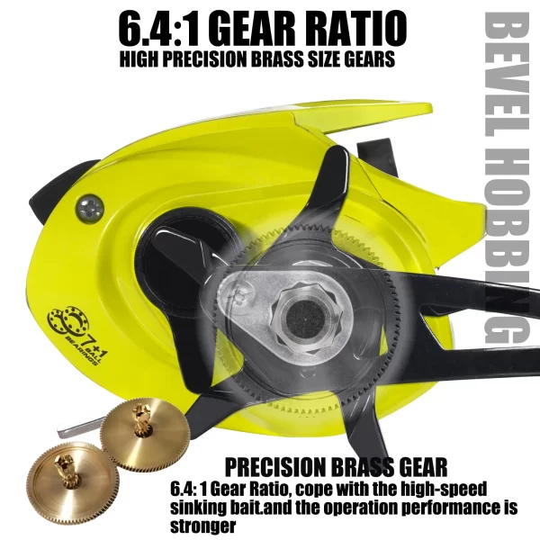 Carretilha de Baitcasting - 6.4:1, Drag de 15kg, Base de Metal - Image 5