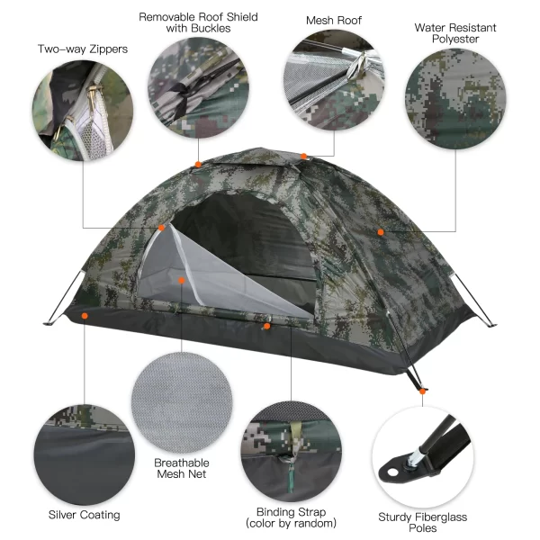 Tenda Ultraleve para Acampamento e Pesca, 1-2 Pessoas, Anti-UV, UPF 30+ - Image 2