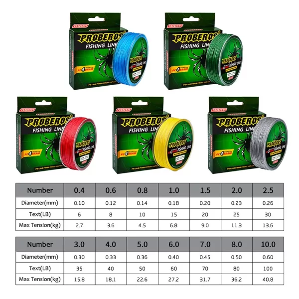 Linha Trançada  Alta Resistência, 4 Fios Para Pesca, 100 metros, 2,7kg a 45,4kg - Image 8