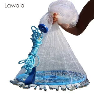 Tarrafa Lawaia em Aço, Estilo Americano, Malha Pequena, Anel Azul.