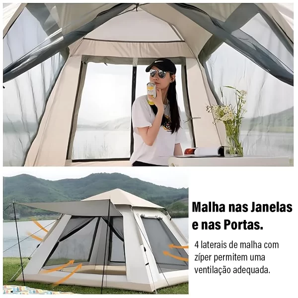 Barraca de Camping Tenda Pop-up Automática para 3-4 Pessoas - Image 5
