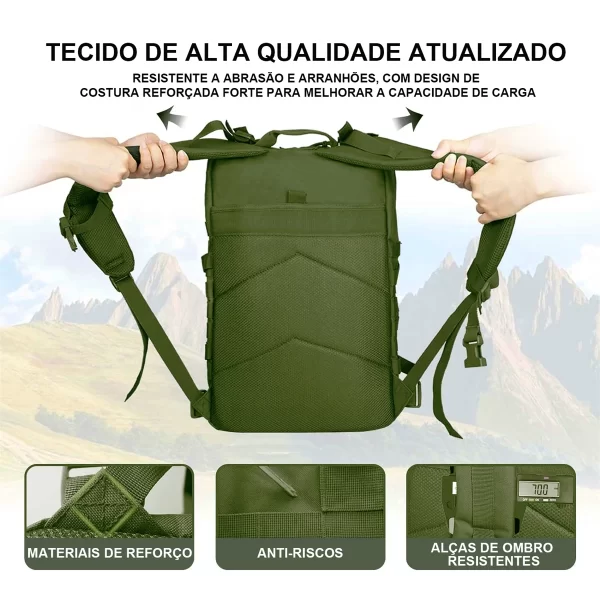 Mochila Militar Tática 50L - Verde Musgo, Resistente e Impermeável, Unissex - Image 4