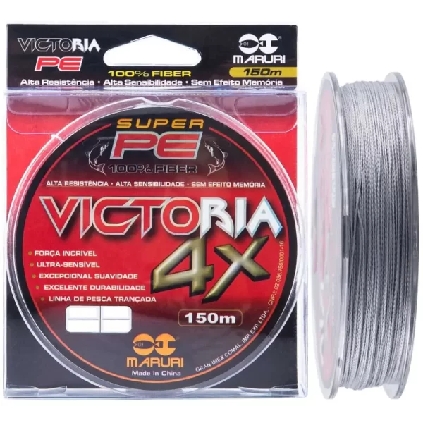 Linha de Pesca Multifilamento Maruri Victoria 4X Super PE 0.50mm 65lb Cinza 150m
