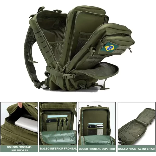 Mochila Militar Tática 50L - Verde Musgo, Resistente e Impermeável, Unissex - Image 5