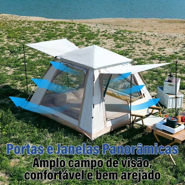 Barraca de Camping Tenda Pop-up Automática para 3-4 Pessoas - Image 3