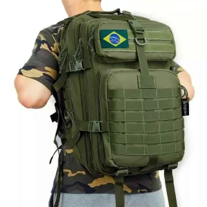 Mochila Militar Tática 50L - Verde Musgo, Resistente e Impermeável, Unissex