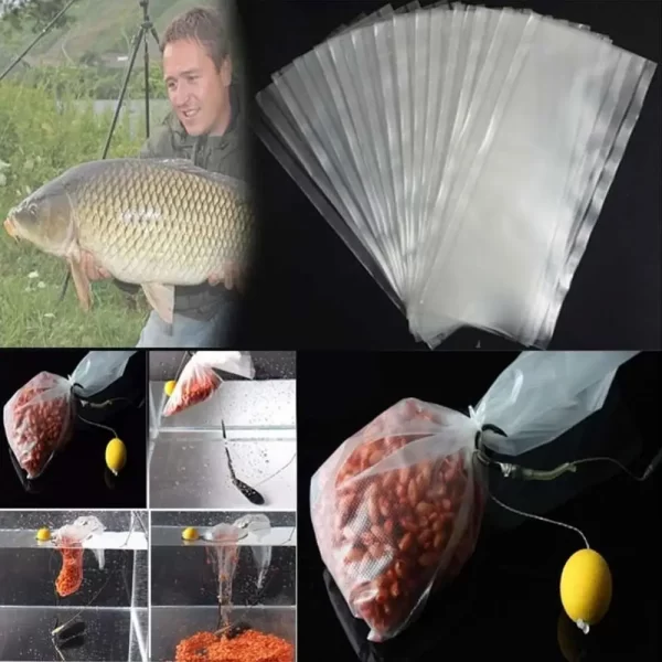 50 Sacos PVA Solúveis Para Pesca de Carpa — Ideal Para Iscas e Cevas - Imagem 3